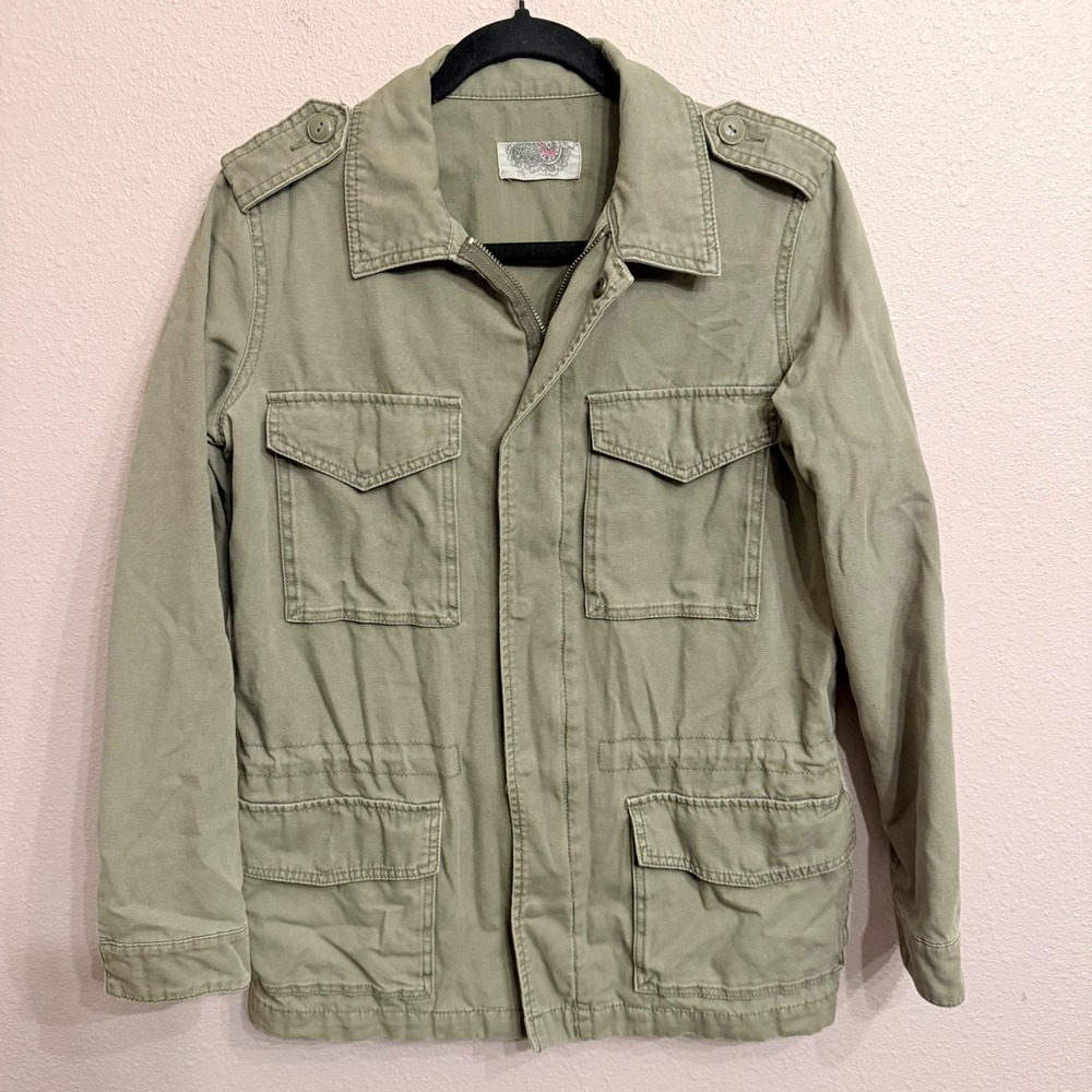Ecote Womens Military Field Jacket Olive Green Utility Canvas Coat Size Small